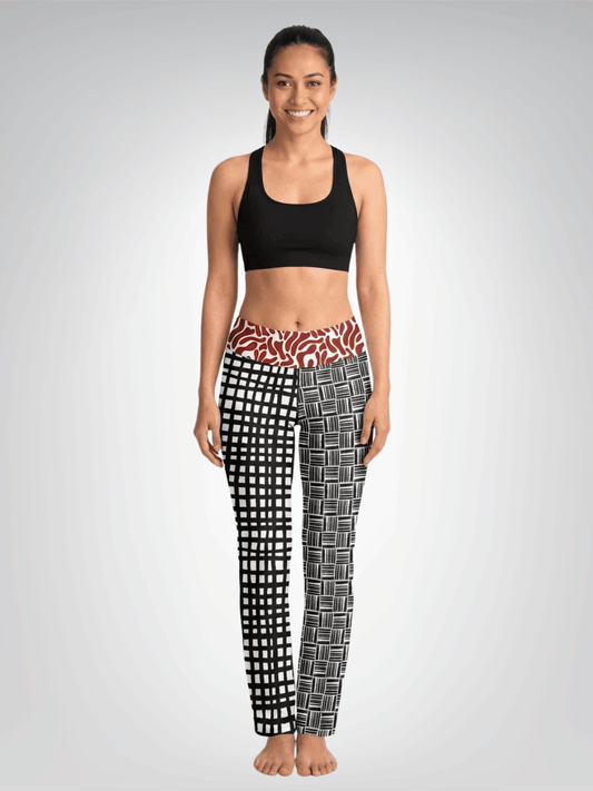 Black and White Distortion Duo Plaid Flare Leggings
