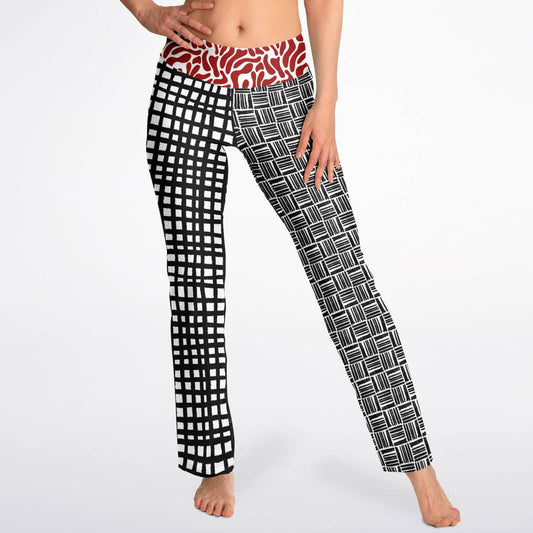 Black and White Distortion Duo Plaid Flare Leggings