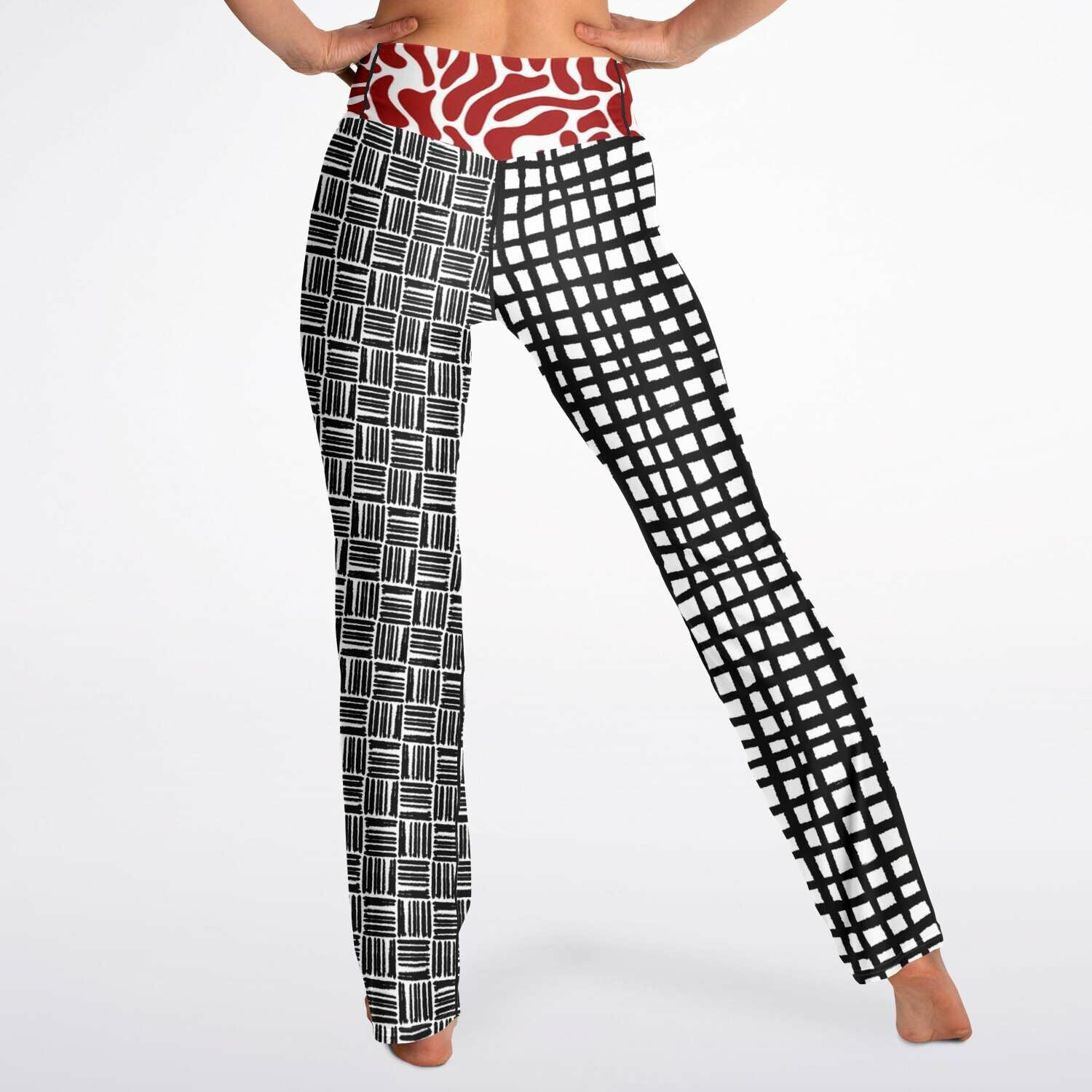 Black and White Distortion Duo Plaid Flare Leggings