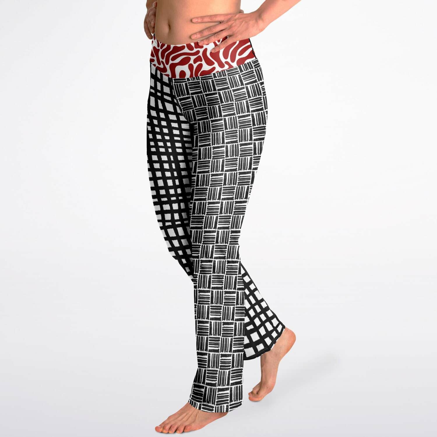Black and White Distortion Duo Plaid Flare Leggings