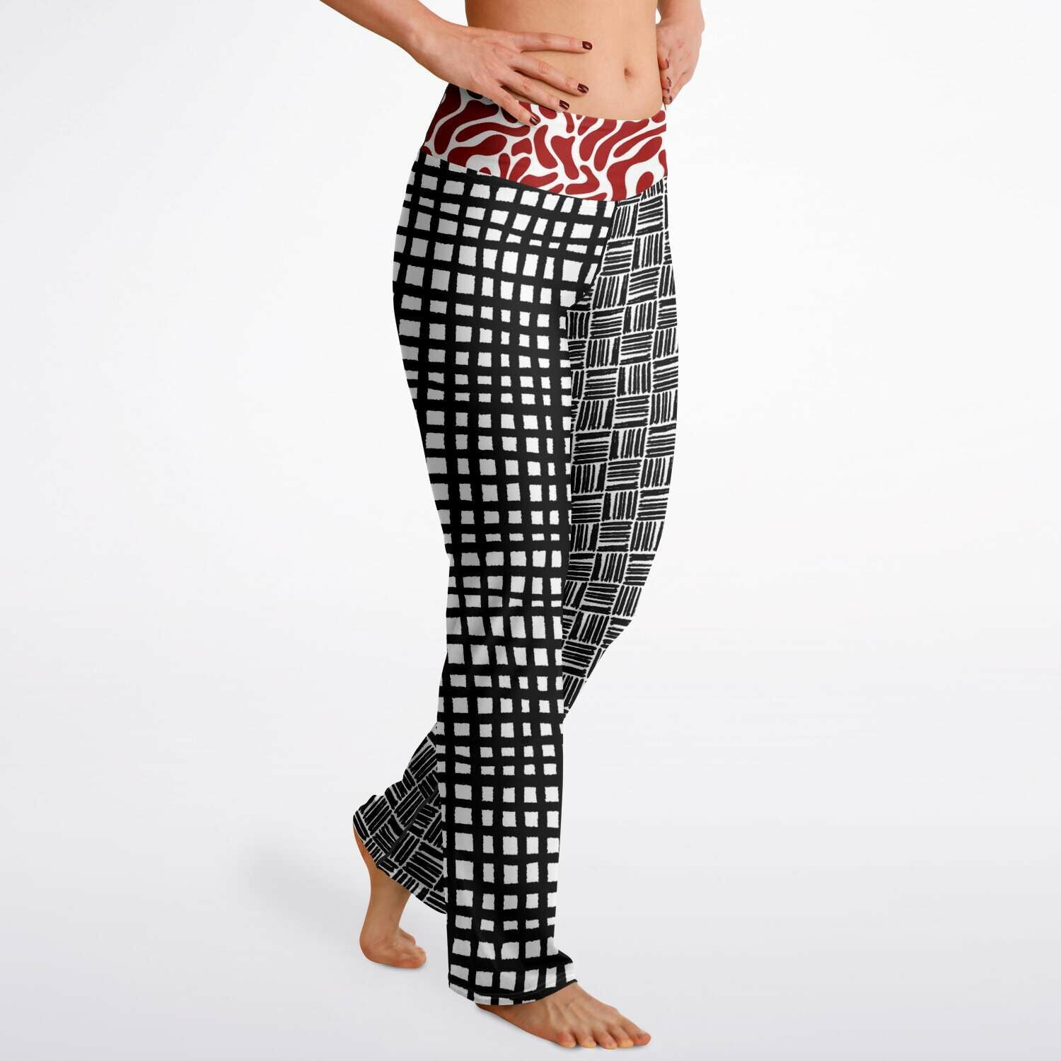 Black and White Distortion Duo Plaid Flare Leggings