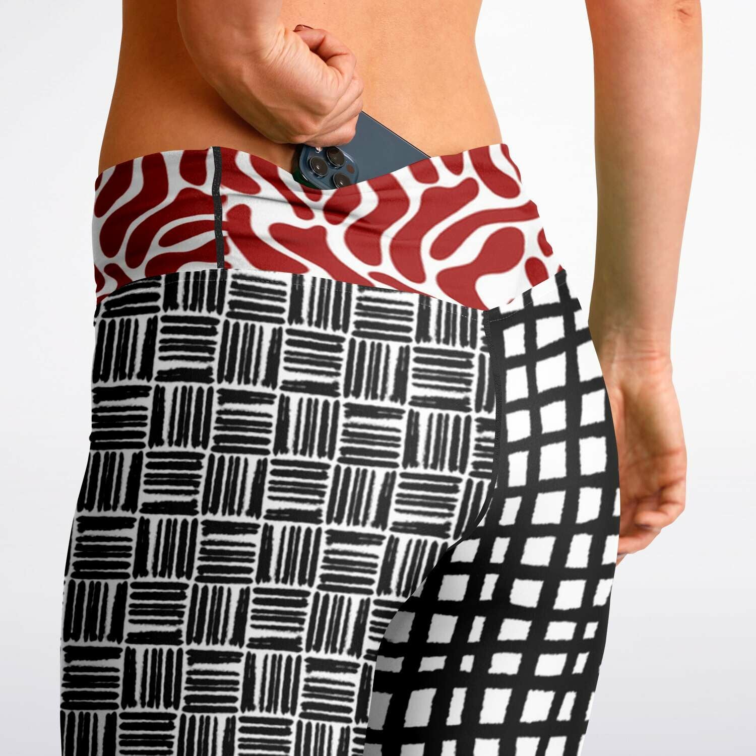 Black and White Distortion Duo Plaid Flare Leggings