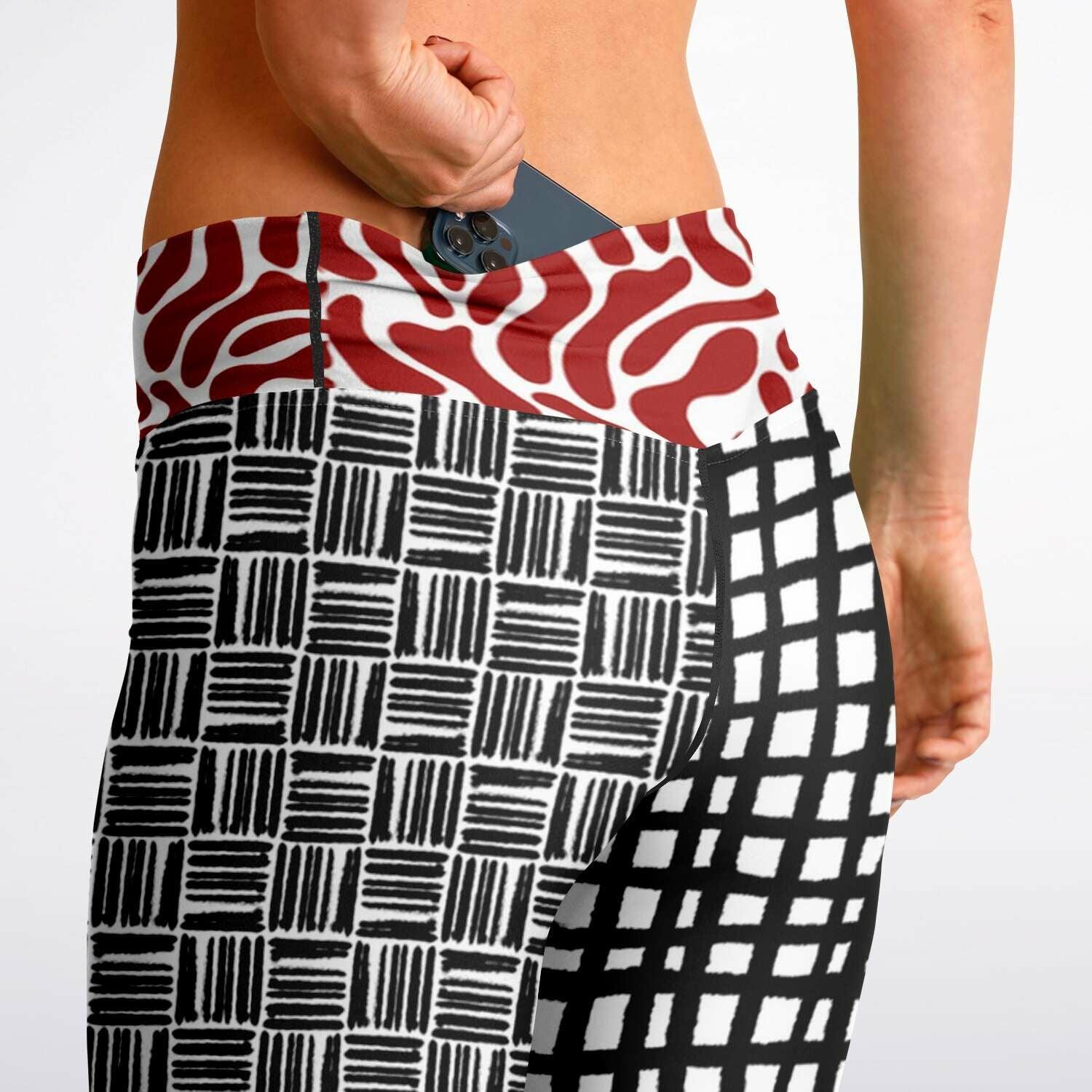 Black and White Distortion Duo Plaid Flare Leggings