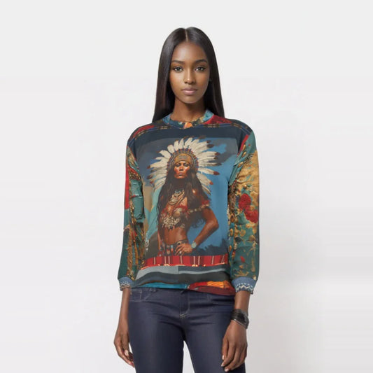 Black Seminole Woman in Plume Unisex Sweatshirt (Gold Label)