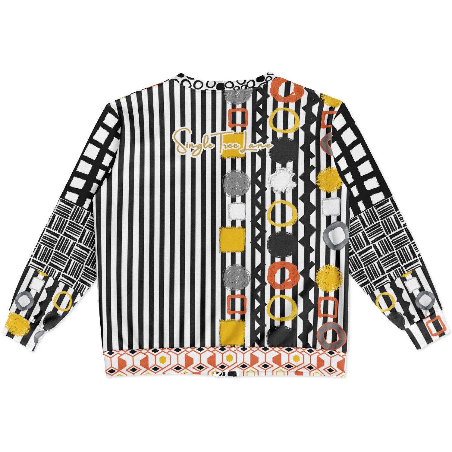 Black Stripe and Bright Geometric Funhouse Heavyweight Unisex Cardigan