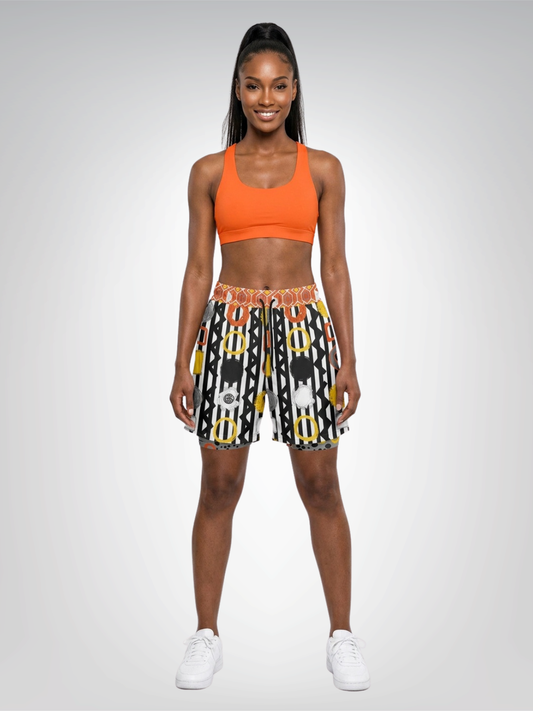 Black Stripe and Bright Geometric Funhouse Unisex 2-in-1 Active Shorts