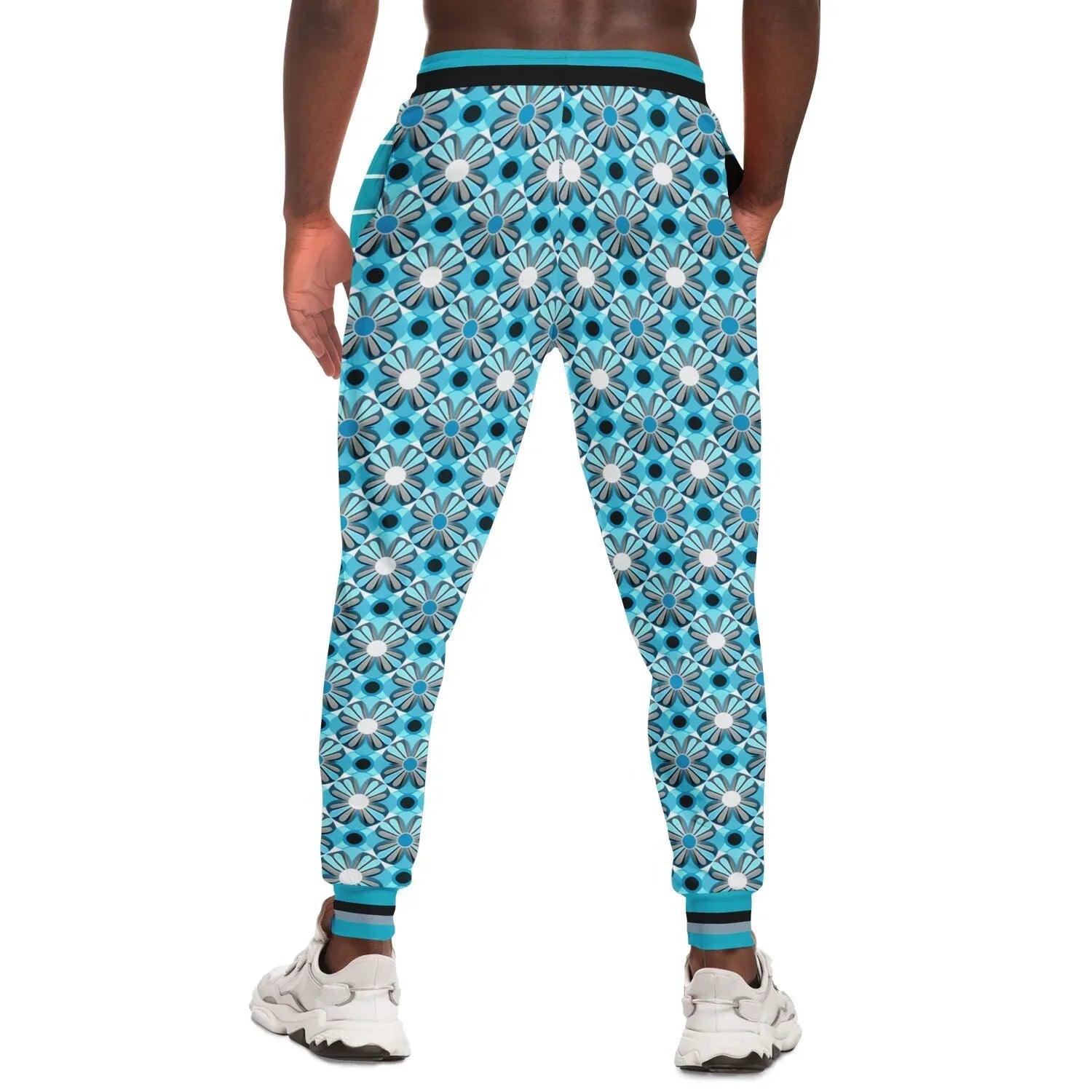 Blue Daisy Hippie Stripe Eco-Poly Unisex Joggers