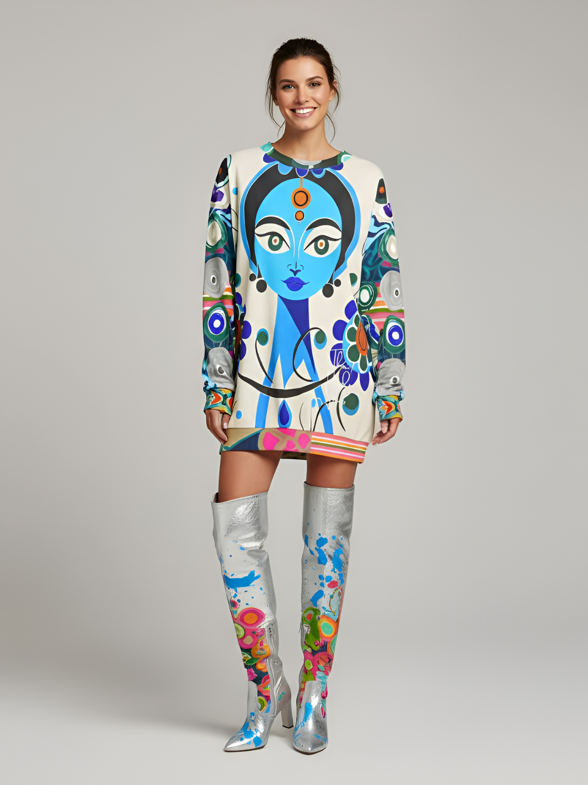 Blue Devi Goddess Floral Unisex Sweatshirt (Gold Label)
