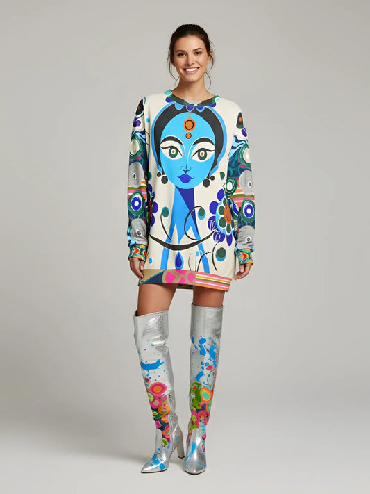 Blue Devi Goddess Floral Unisex Sweatshirt (Gold Label)