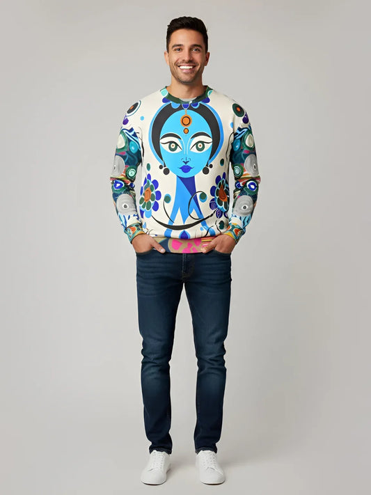 Blue Devi Goddess Floral Unisex Sweatshirt (Gold Label)