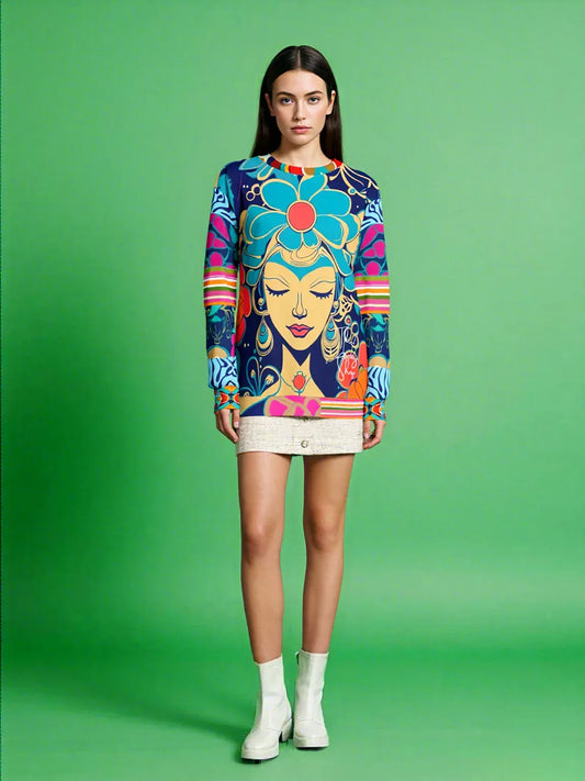 Blue Divine Floral Girl Unisex Sweatshirt (Gold Label)