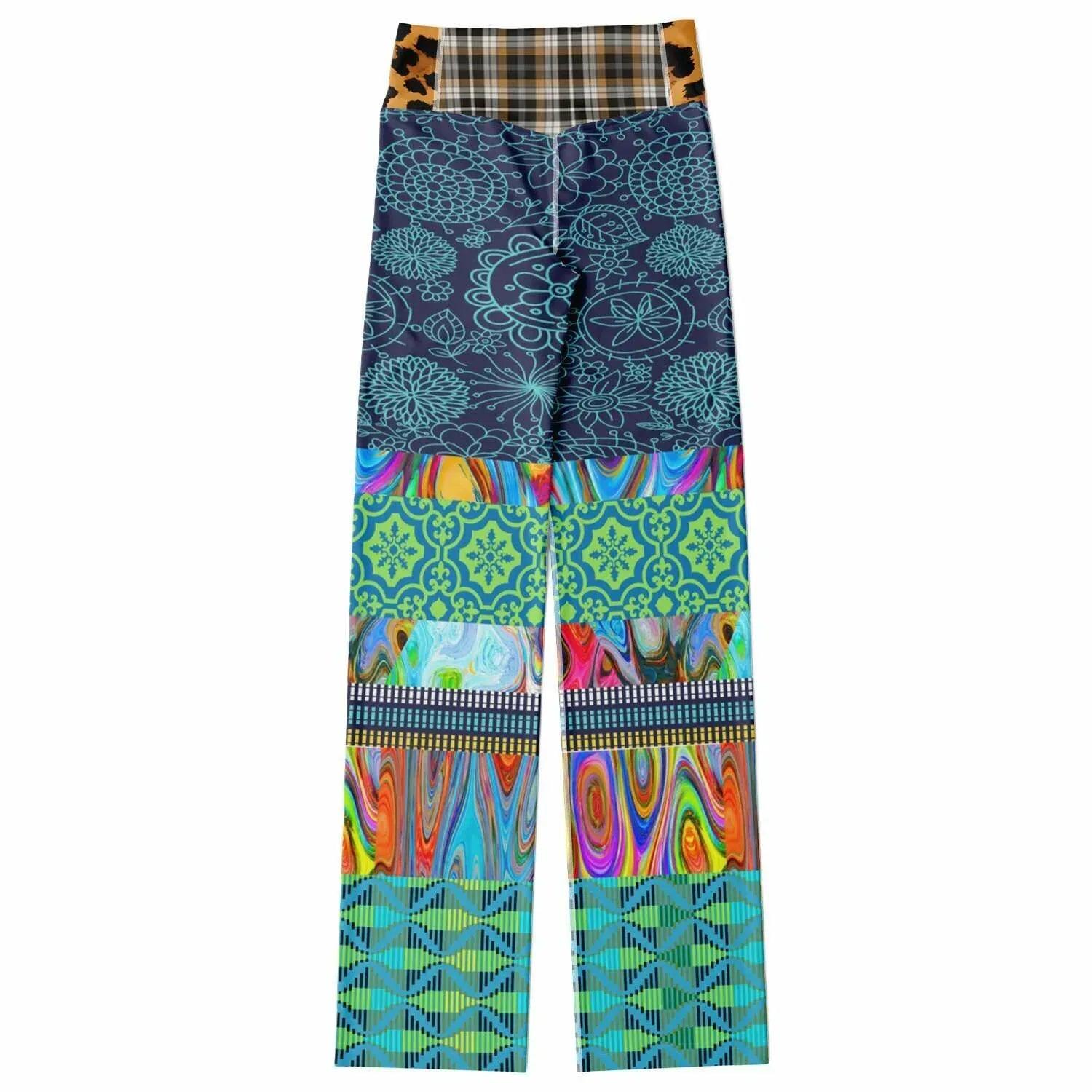 Blue Festival Fantasy Patchwork Flare Leggings