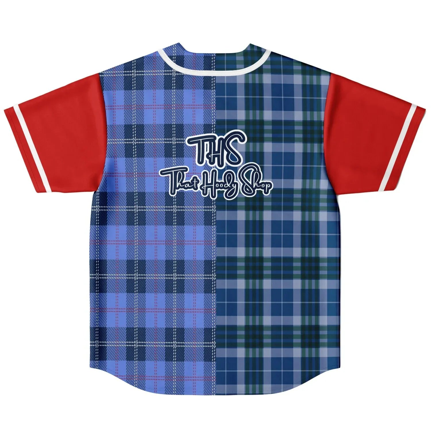 Blue Fashionista Floral Plaid Reversible Eco-Poly Short Sleeve Reversible Baseball Jersey