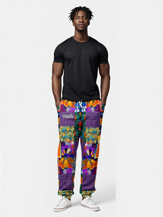 Blue Girl Trinidad Patchwork Floral Eco-Poly Unisex Cargo Joggers