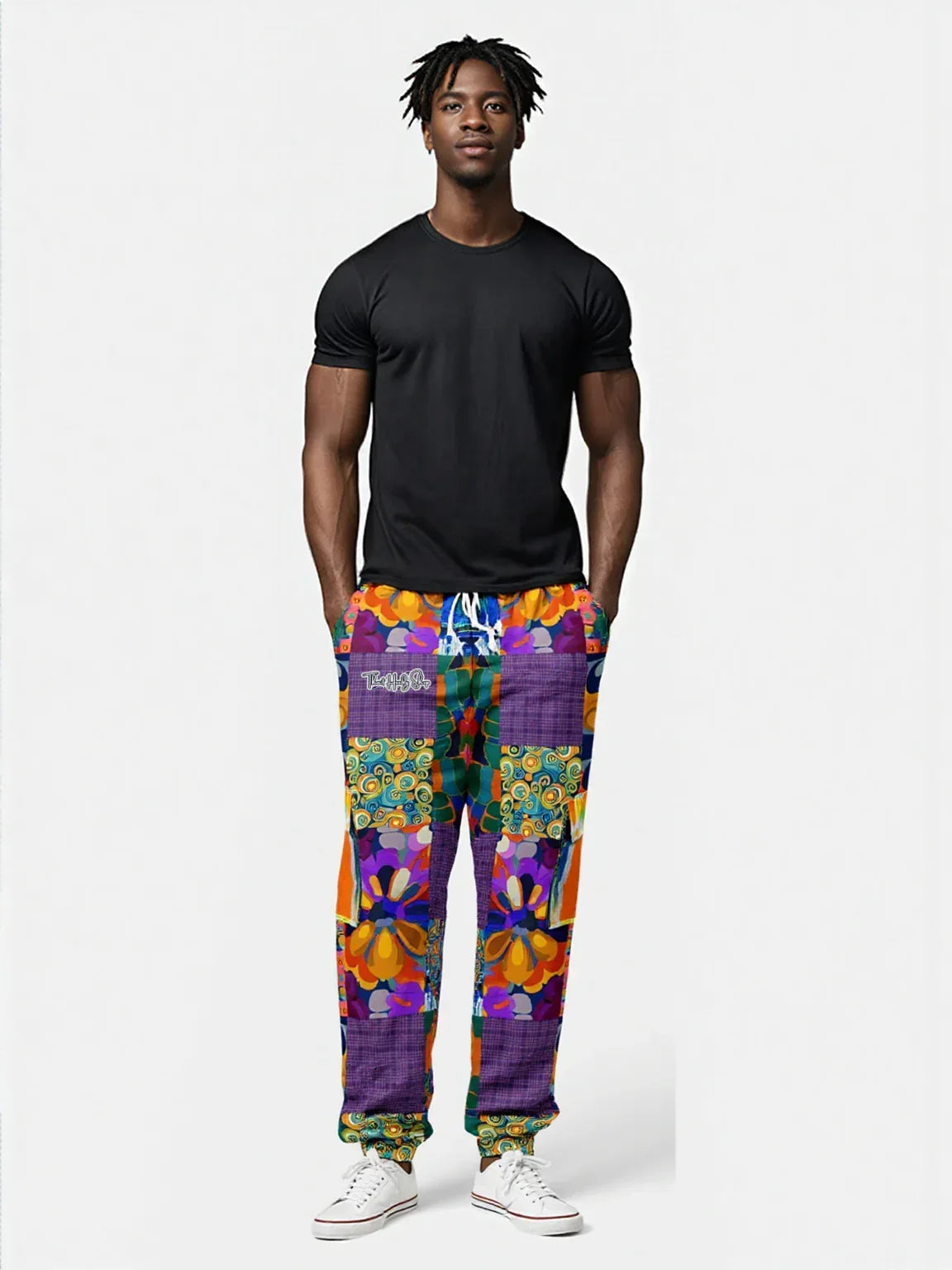 Blue Girl Trinidad Patchwork Floral Eco-Poly Unisex Cargo Joggers