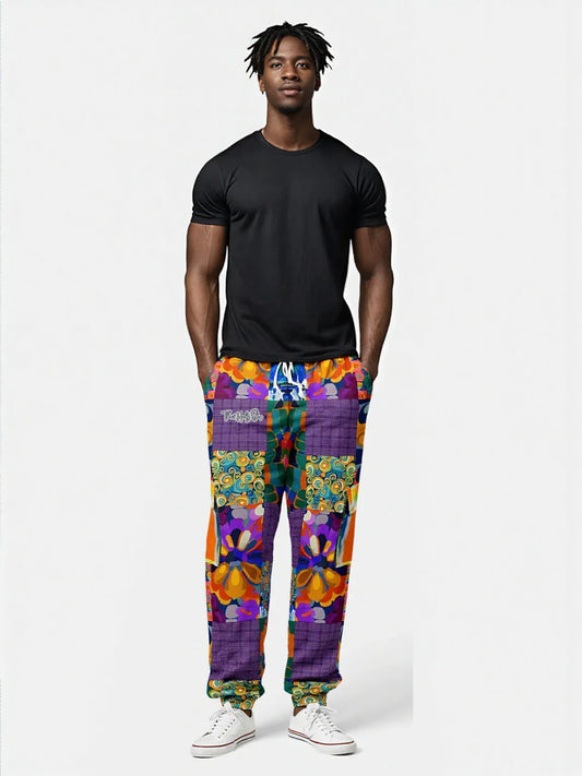 Blue Girl Trinidad Patchwork Floral Eco-Poly Unisex Cargo Joggers