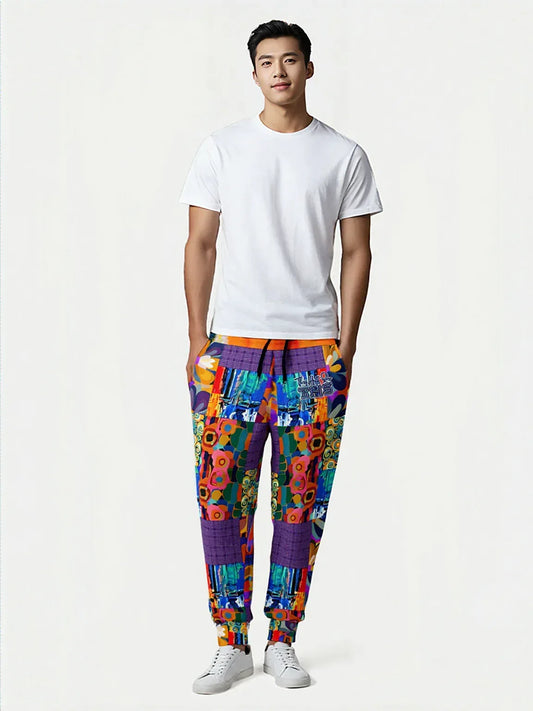 Blue Girl Trinidad Floral Patchwork Eco-Poly Unisex Joggers