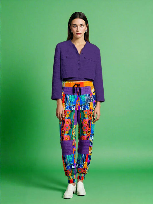 Blue Girl Trinidad Floral Patchwork Eco-Poly Unisex Joggers