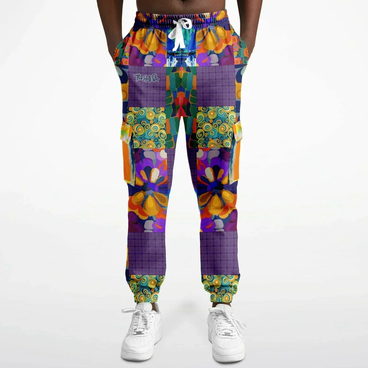 Blue Girl Trinidad Patchwork Floral Eco-Poly Unisex Cargo Joggers
