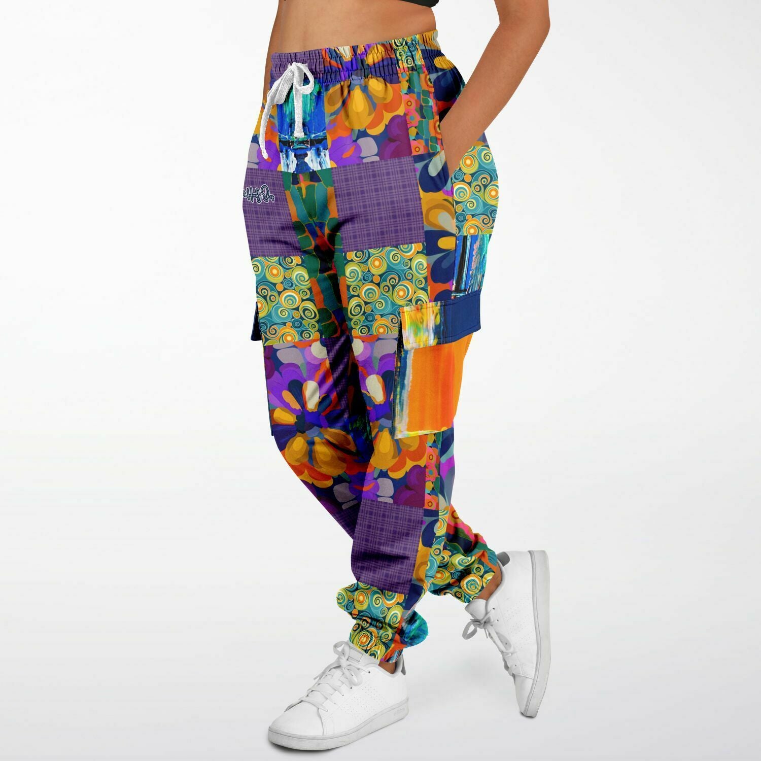Blue Girl Trinidad Patchwork Floral Eco-Poly Unisex Cargo Joggers