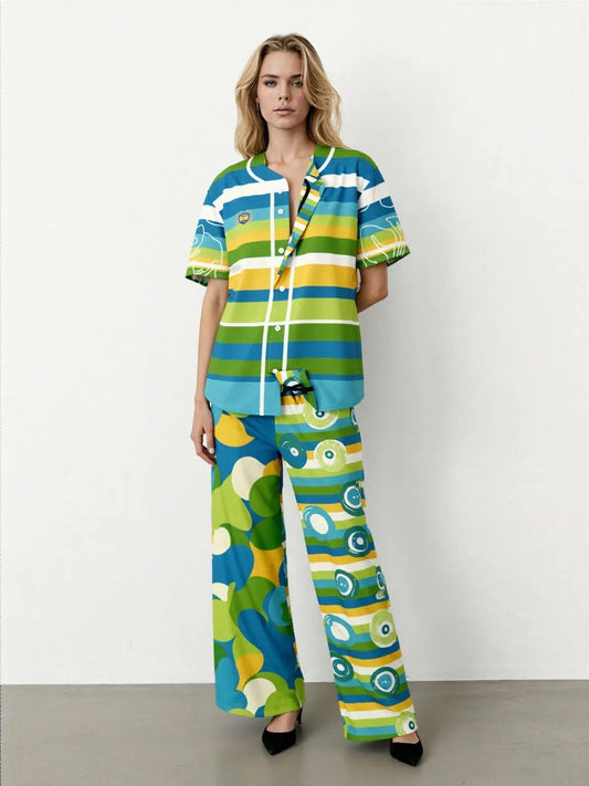 Green Earth 70s Blob Stripe Reversible Eco-Poly Short Sleeve Reversible Baseball Jersey