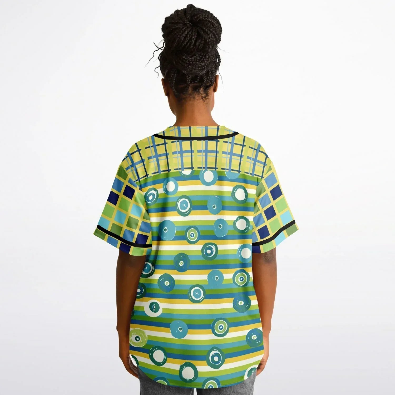 Green Earth 70s Blob Stripe Reversible Eco-Poly Short Sleeve Reversible Baseball Jersey