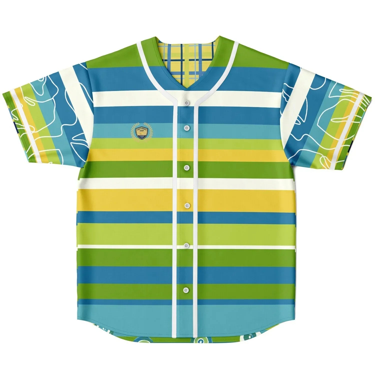 Green Earth 70s Blob Stripe Reversible Eco-Poly Short Sleeve Reversible Baseball Jersey