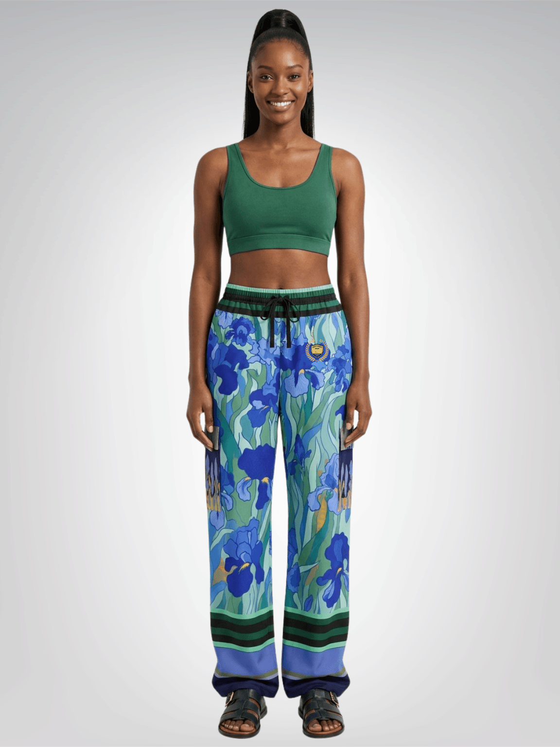 Blue Iris Fields Floral Pring Cargo Pants - Van Gogh