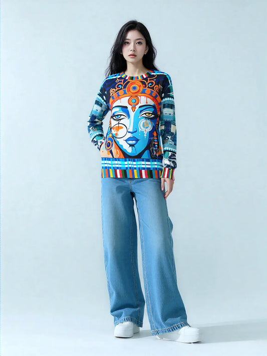 Blue Laxshmi Indian Devi Unisex Sweatshirt (Gold Label)