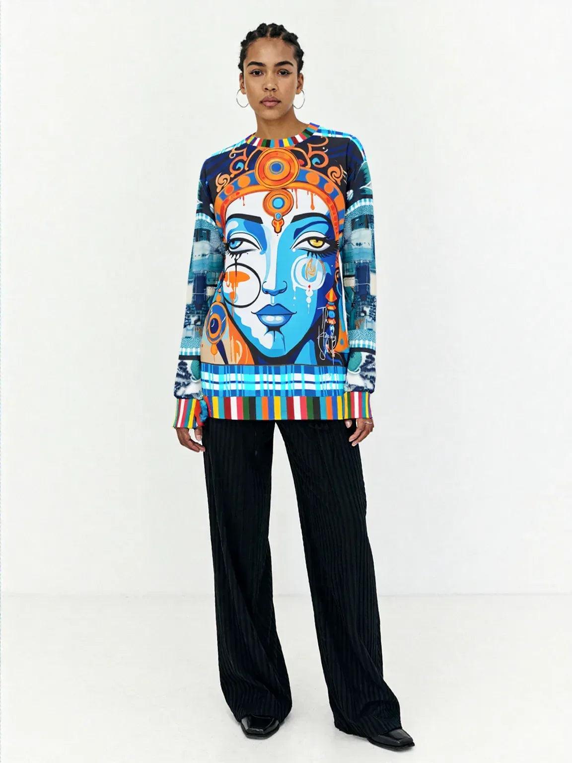 Blue Laxshmi Indian Devi Unisex Sweatshirt (Gold Label)