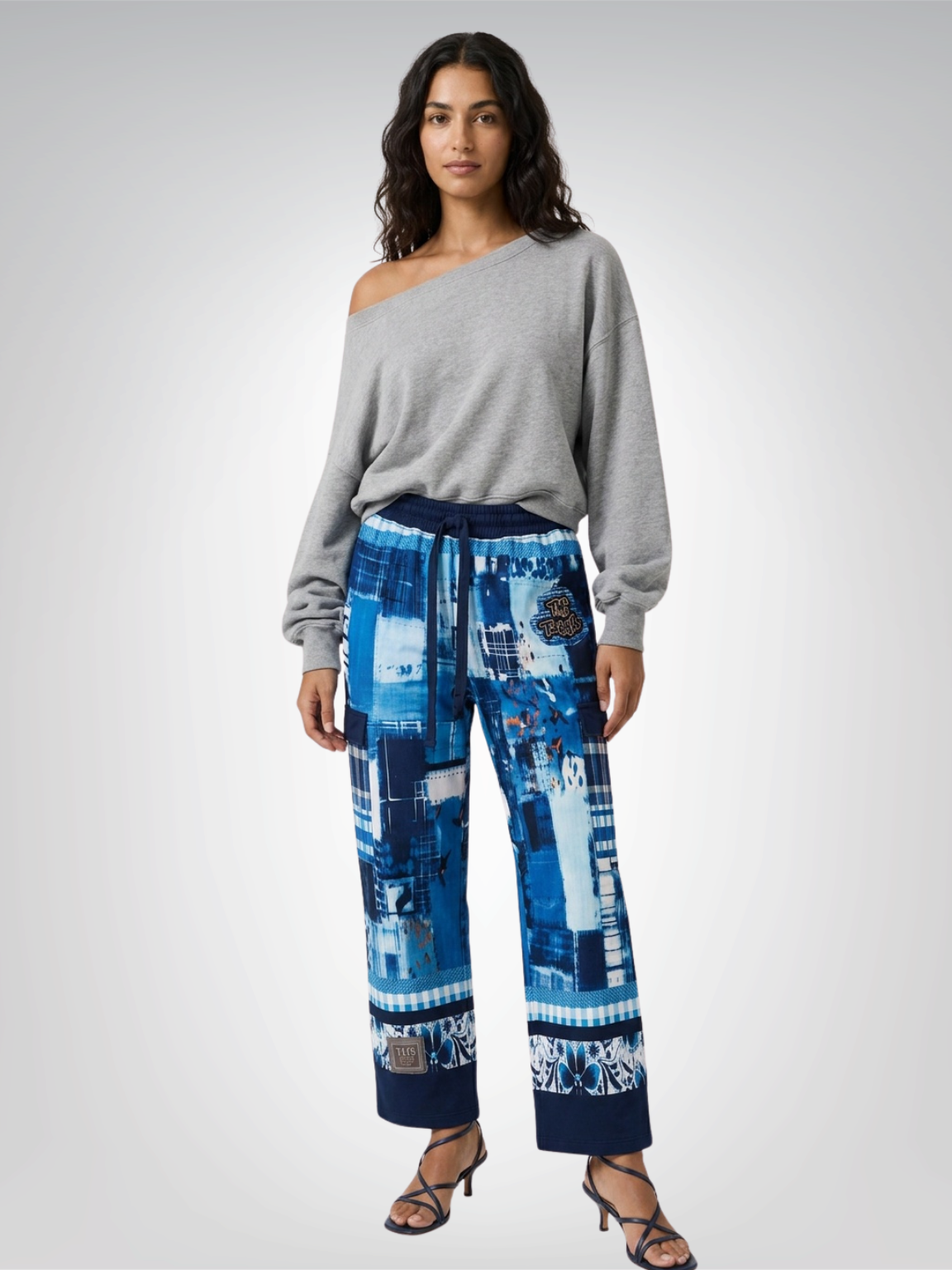 Blue Laxshmi Slapstick Patchwork Cargo Pants