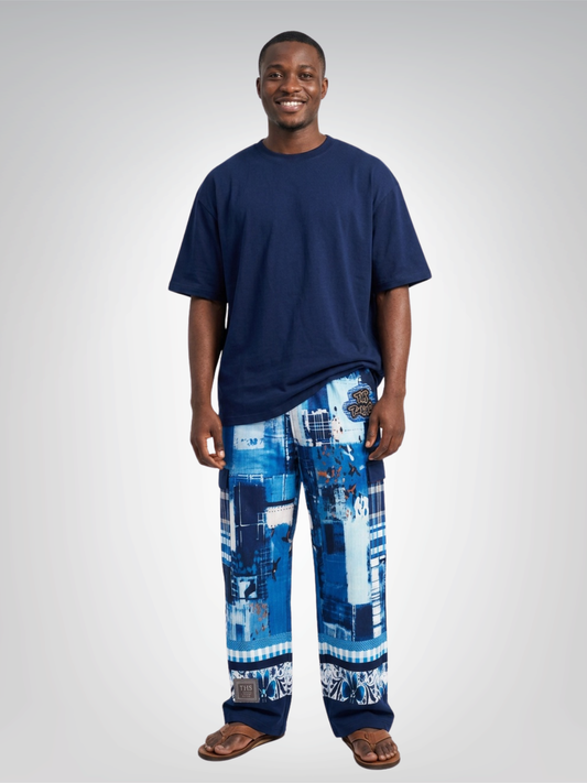 Blue Laxshmi Slapstick Patchwork Cargo Pants