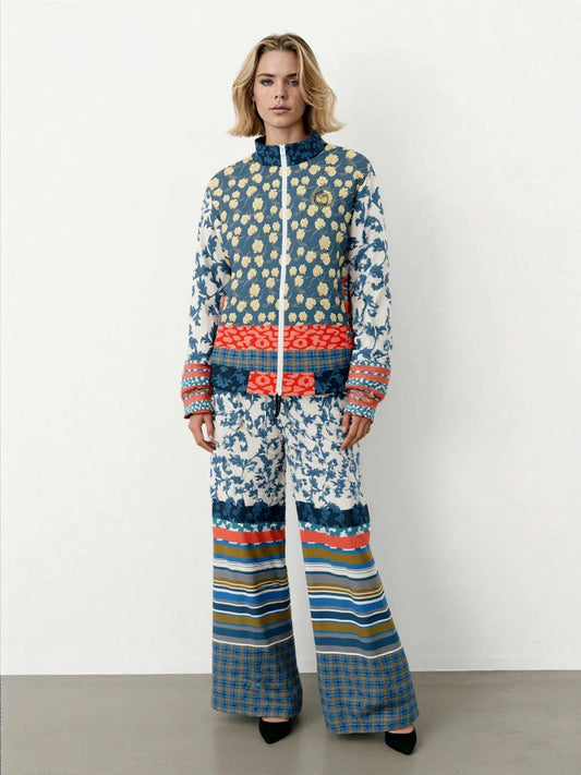 Blue Vine Over You Floral Stripe Unisex Eco-Poly Track Jacket