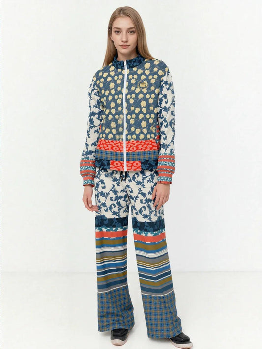Blue Vine Over You Floral Stripe Unisex Eco-Poly Track Jacket