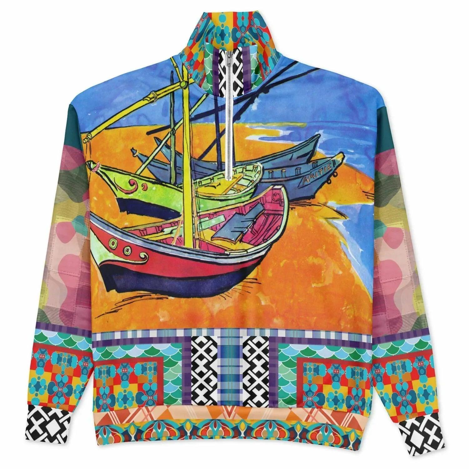 Boats of the Saint Marys - Van Gogh - Heavyweight Oversized Quarter Zip Sweatshirt