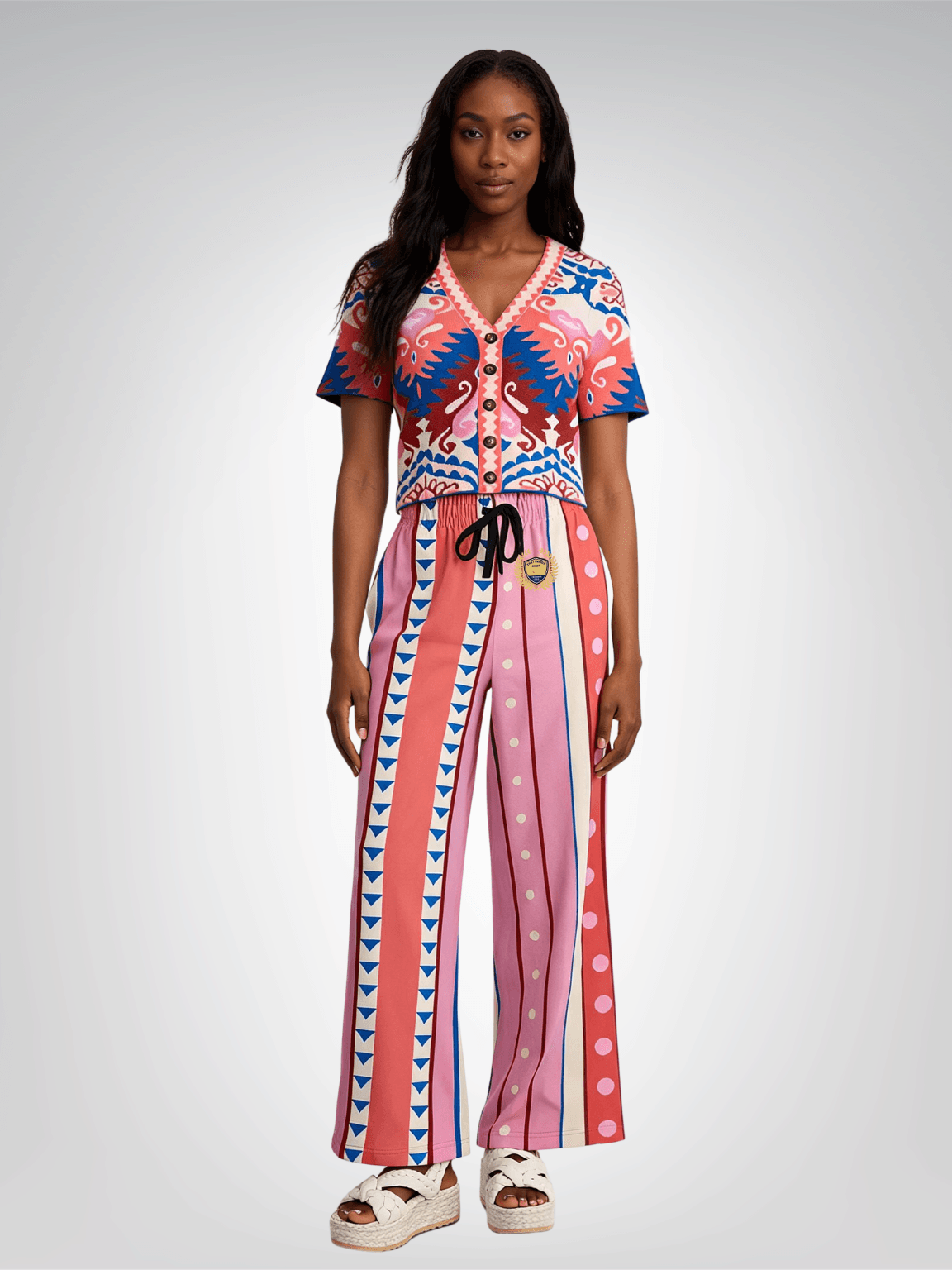 Split Decision Stripe Eco-Poly Wide Leg Pants