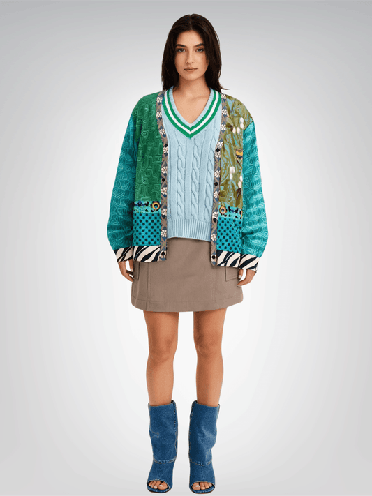 Electric Garden Maze Geometric Print Heavyweight Unisex Cardigan