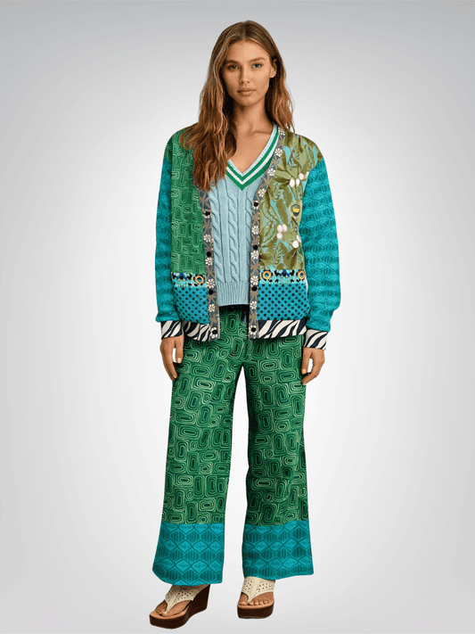 Electric Garden Maze Eco-Poly Wide Leg Pants