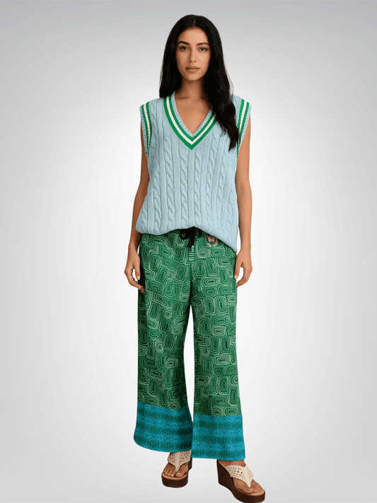 Electric Garden Maze Eco-Poly Wide Leg Pants