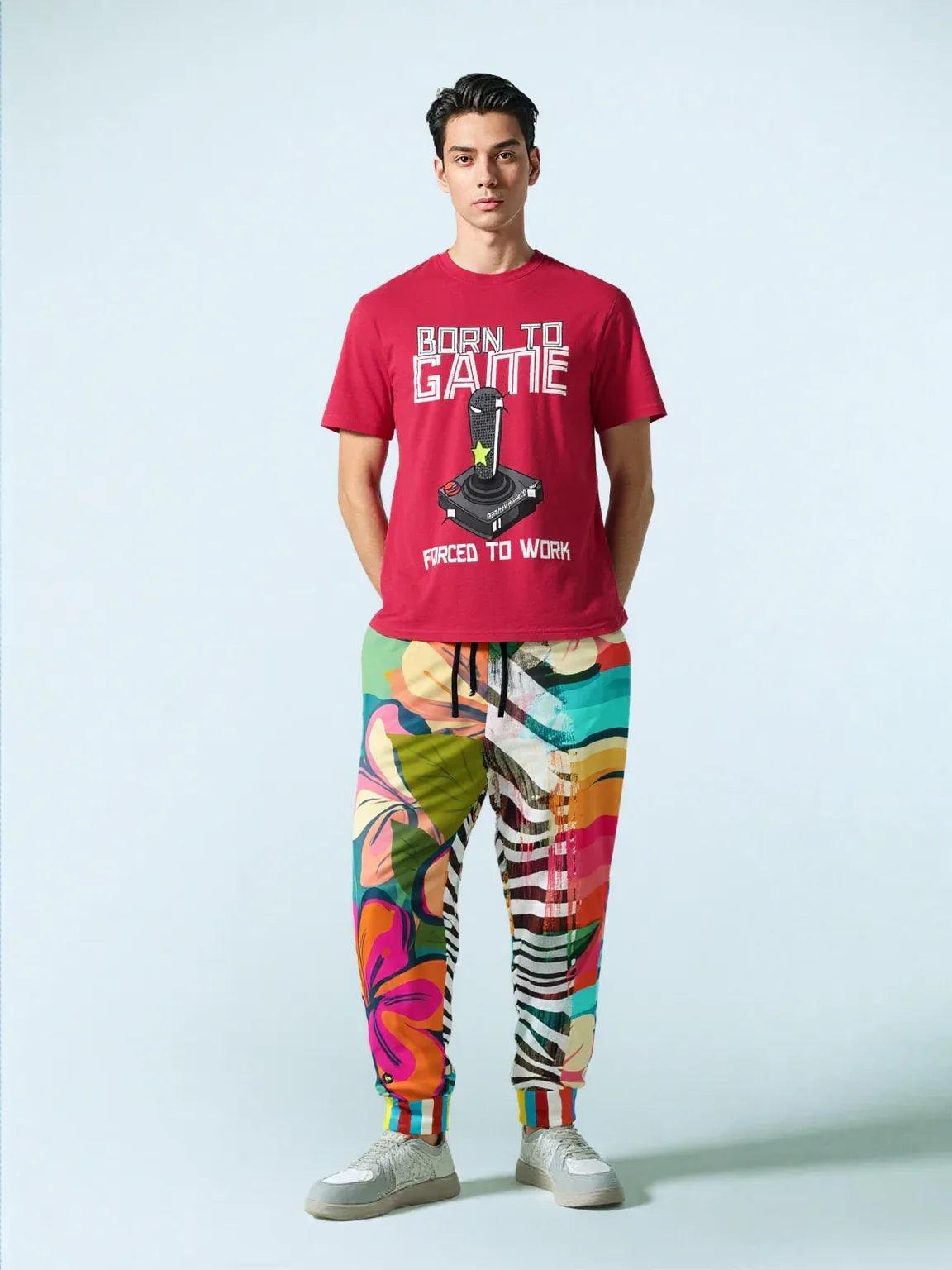 Man in Transition Floral Zebra Print Eco-Poly Unisex Joggers