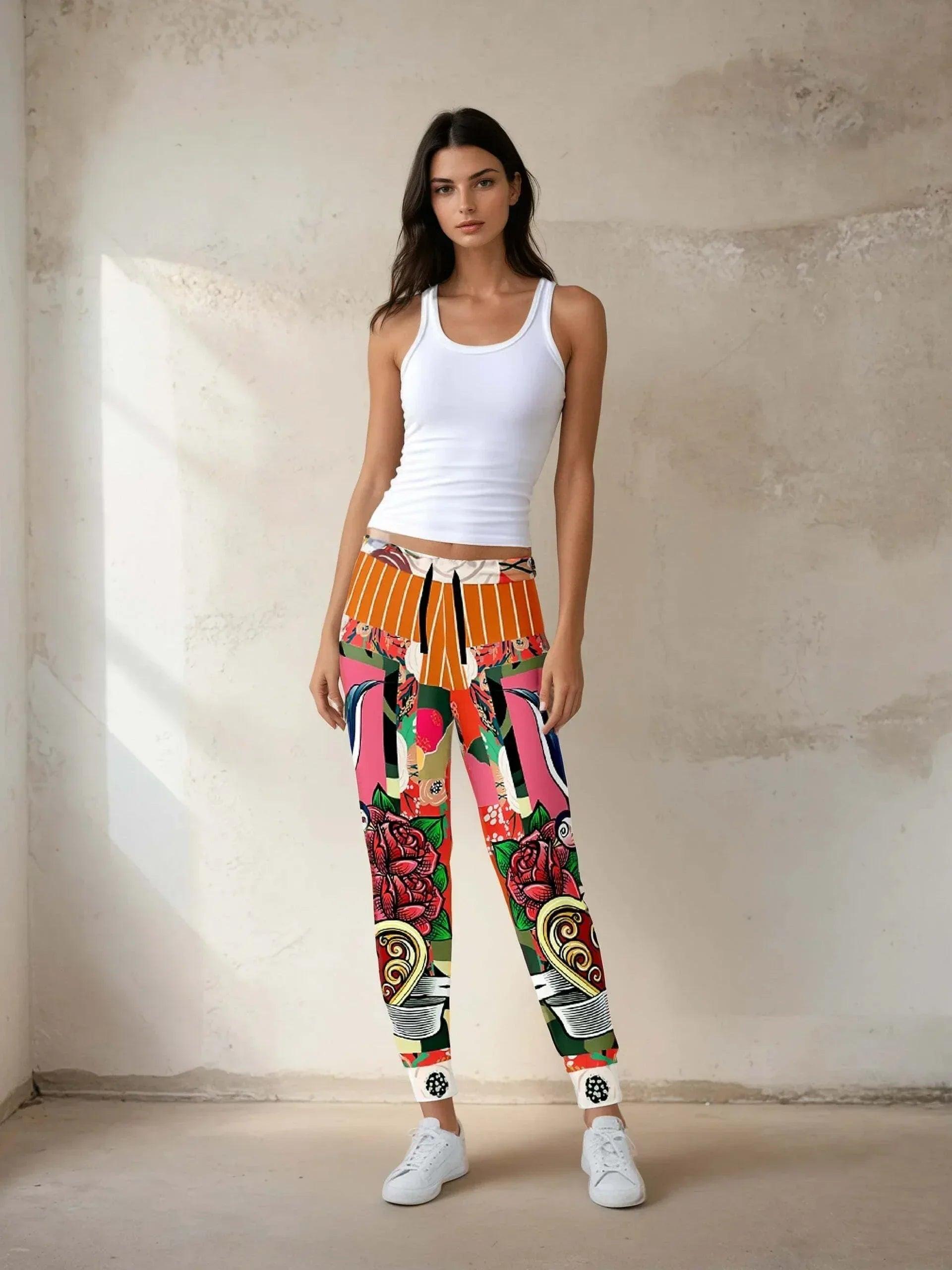 Bright Days Floral Tattoo Camo Eco-Poly Unisex Joggers
