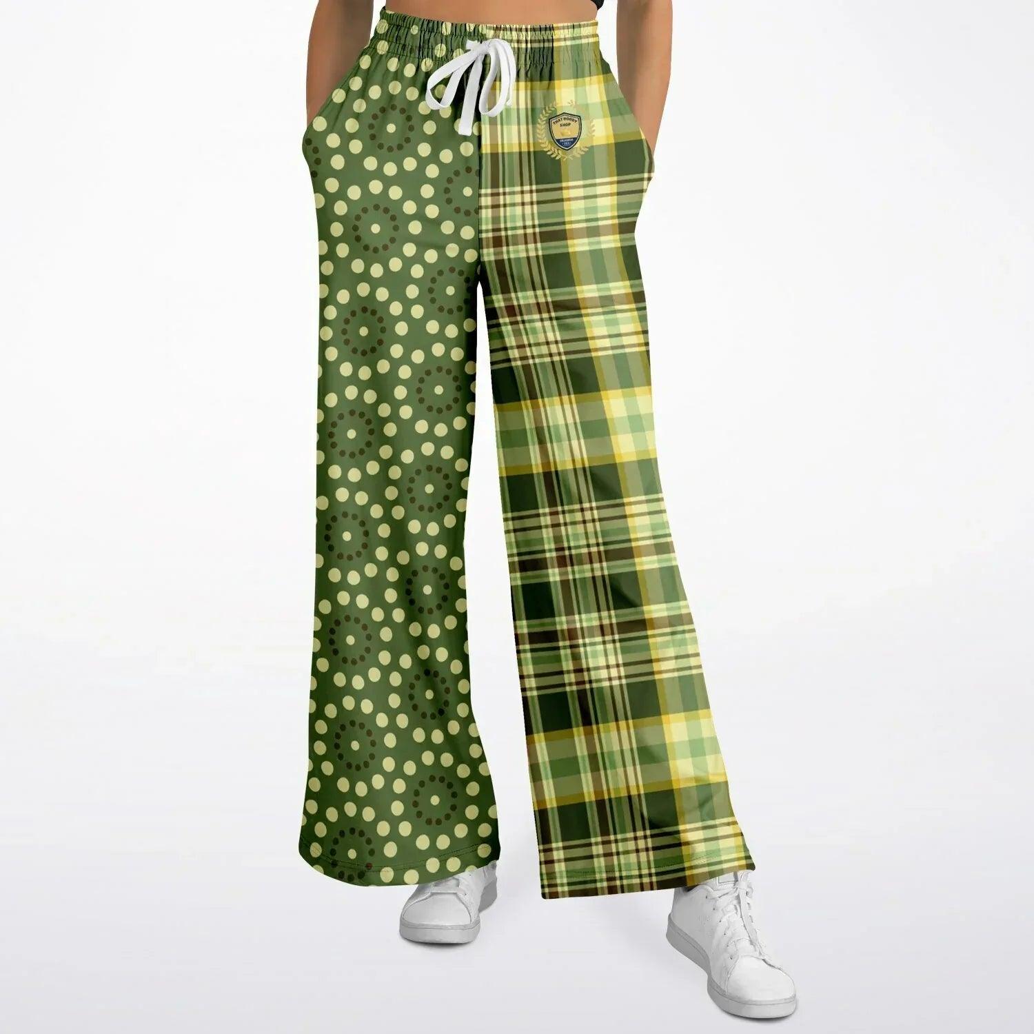 Brook with Aloes in Green Circles and Plaid - Matisse - Eco-Poly Wide Leg Pants