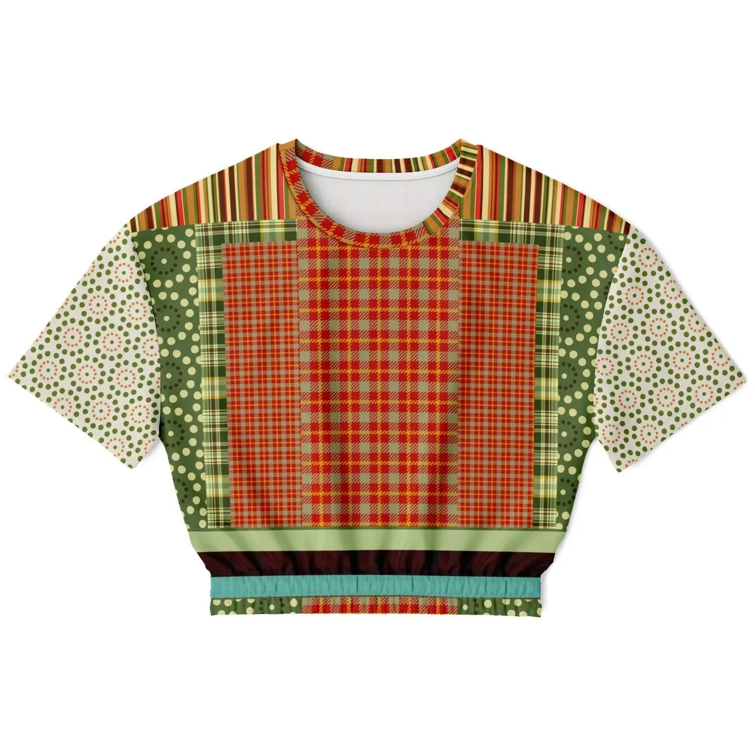Brook with Aloes in Patchwork - Matisse - Eco-Poly Short Sleeve Cropped Pullover