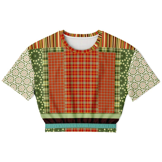 Brook with Aloes in Patchwork - Matisse - Eco-Poly Short Sleeve Cropped Pullover