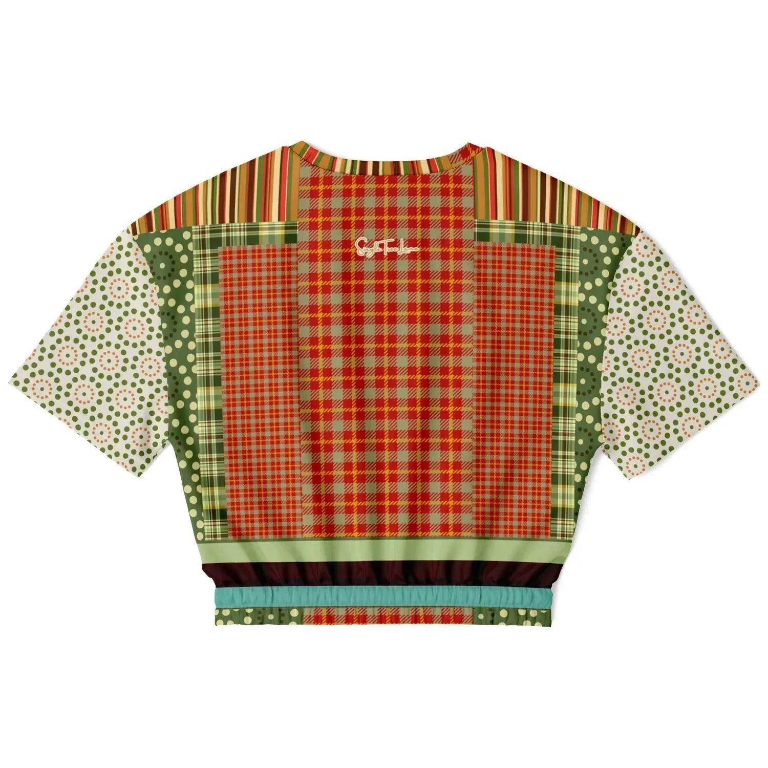 Brook with Aloes in Patchwork - Matisse - Eco-Poly Short Sleeve Cropped Pullover