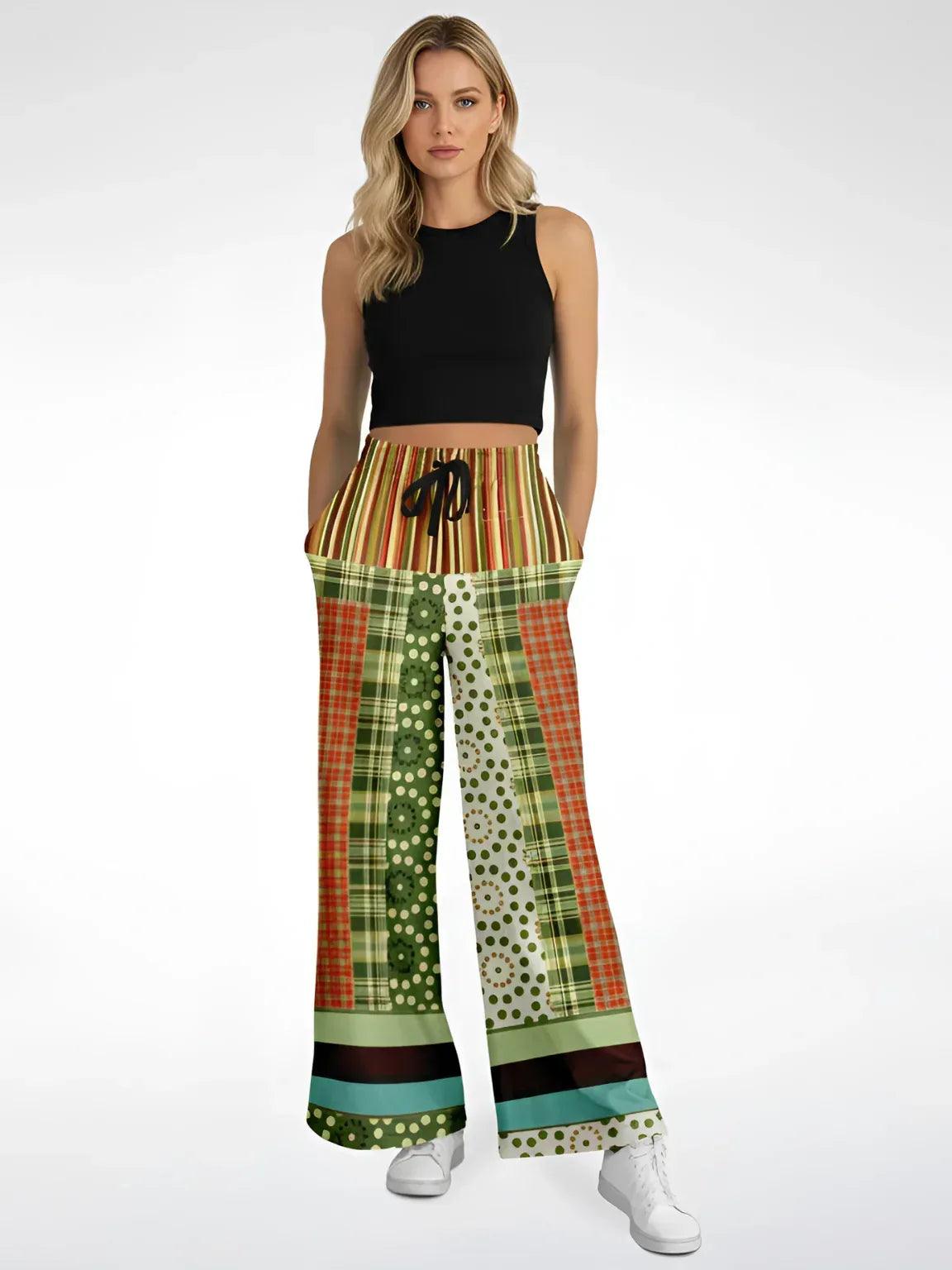 Brook with Aloes in Patchwork - Matisse - Eco-Poly Wide Leg Pants