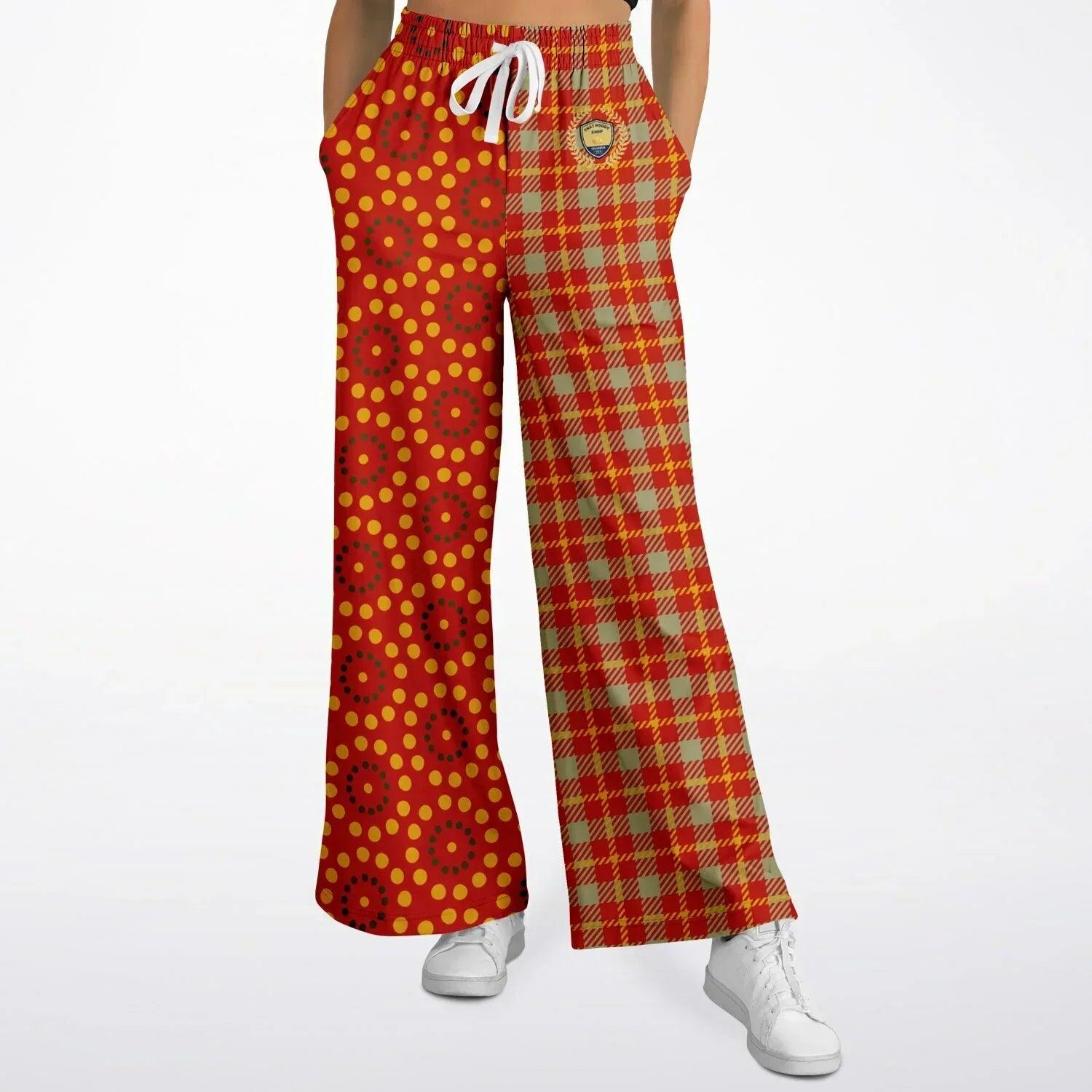 Brook with Aloes in Red Circles and Plaid - Matisse - Eco-Poly Wide Leg Pants
