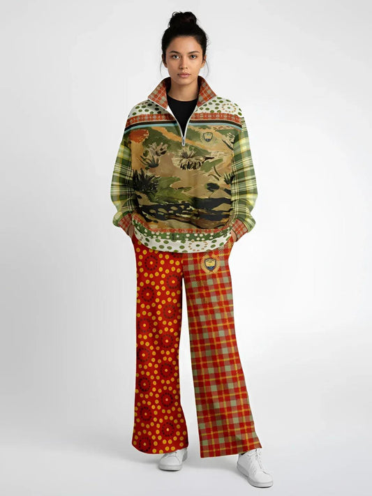 Brook with Aloes in Red Circles and Plaid - Matisse - Eco-Poly Wide Leg Pants