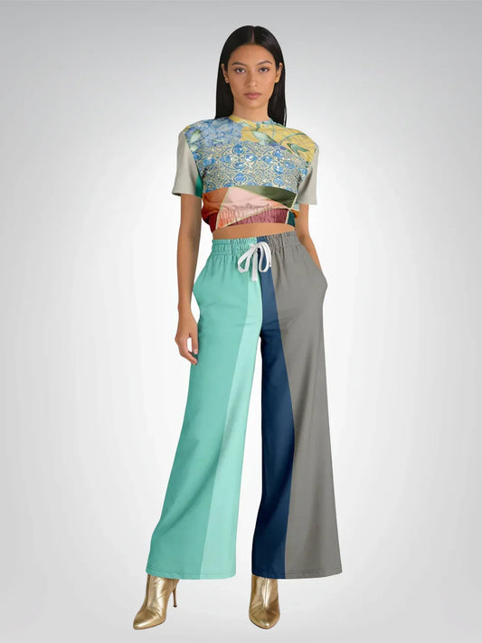 Calico Esplanade Eco-Poly Short Sleeve Cropped Pullover