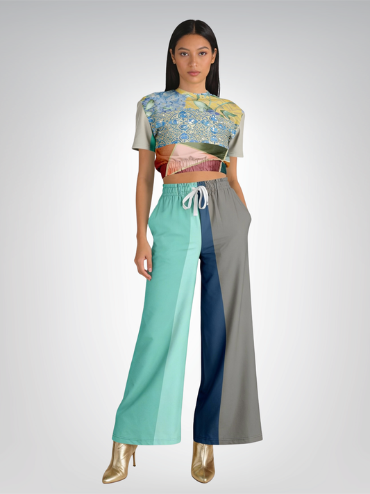 Calico Esplanade Eco-Poly Short Sleeve Cropped Pullover